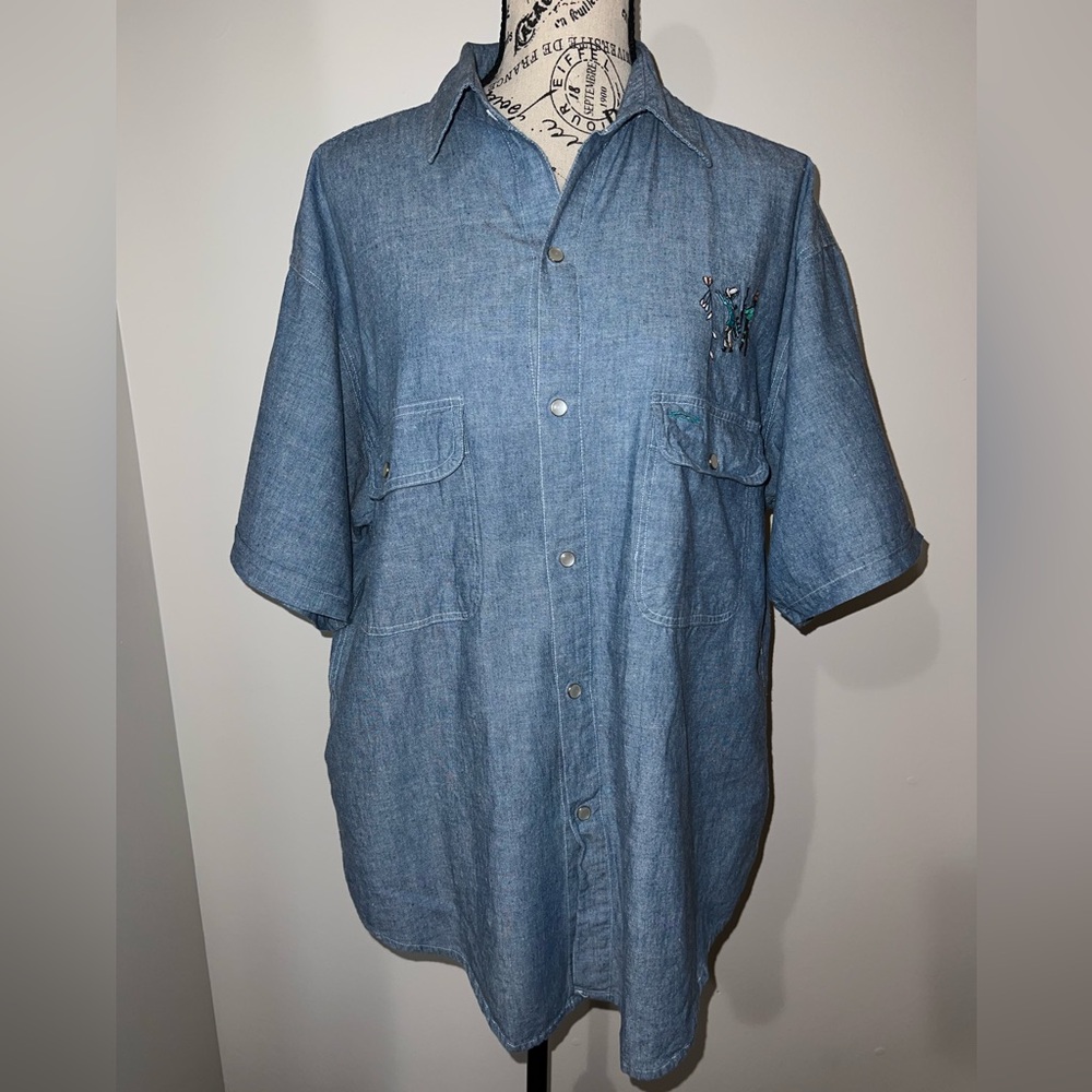 VTG Big Smith Western Shirt Native American Themed Embroidery/Large